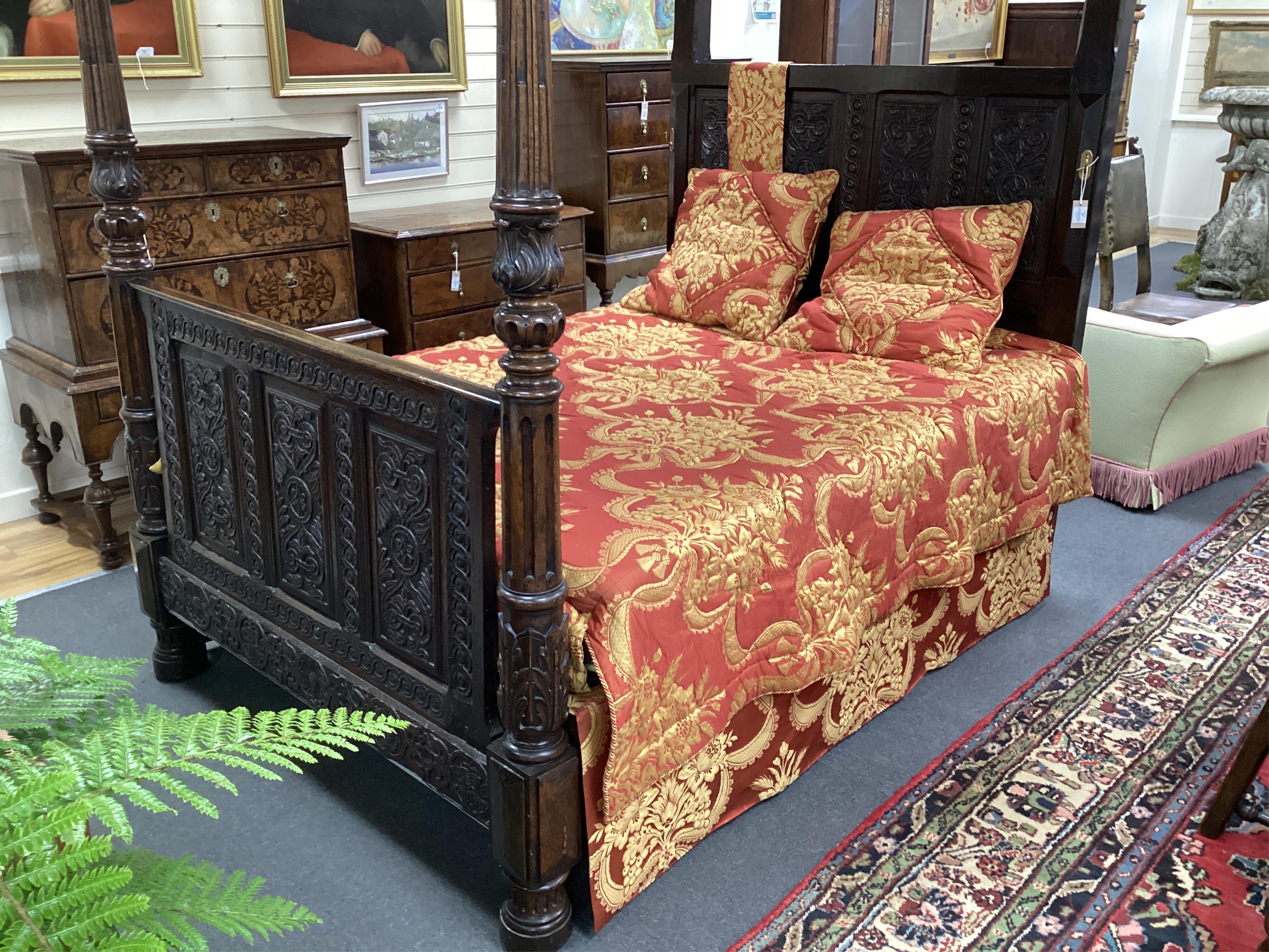 A 17th century and later oak full tester bedstead